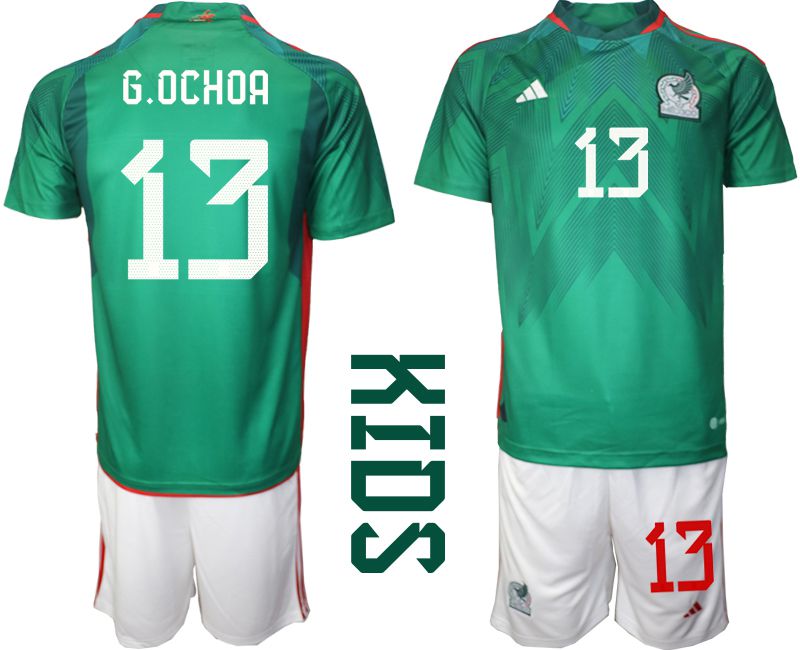 Youth 2022 World Cup National Team Mexico home green #13 Soccer Jersey->youth soccer jersey->Youth Jersey